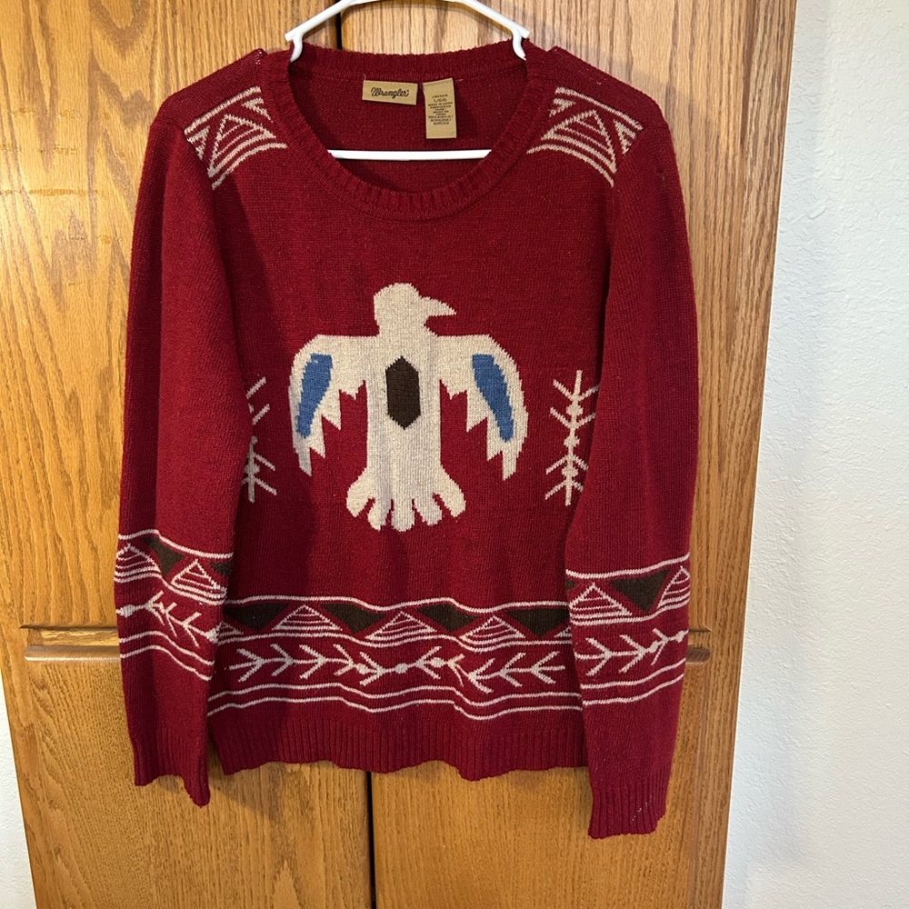 Wrangler Maroon Sweater with thunderbird Motif